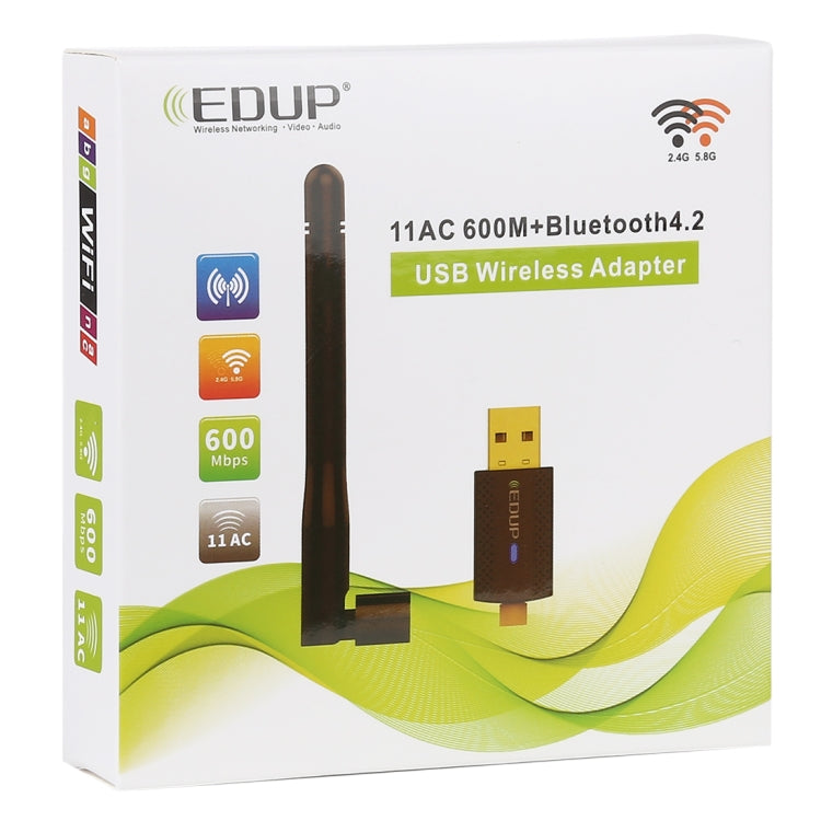 EDUP EP-AC1661 2 in 1 Bluetooth 4.2 + Dual Band 11AC 600Mbps High Speed Wireless USB Adapter WiFi Receiver, EP-AC1661 600Mbps EDUP EP-AC1661 2 in 1 Bluetooth 4.2 + Dual Band 11AC 600Mbps High Speed Wireless USB Adapter WiFi Receiver, EP-AC1661 600Mbps